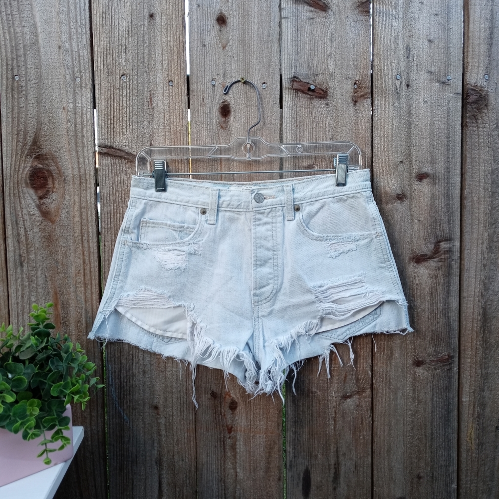 Abercrombie & Fitch Distressed Raw Hem Shorts